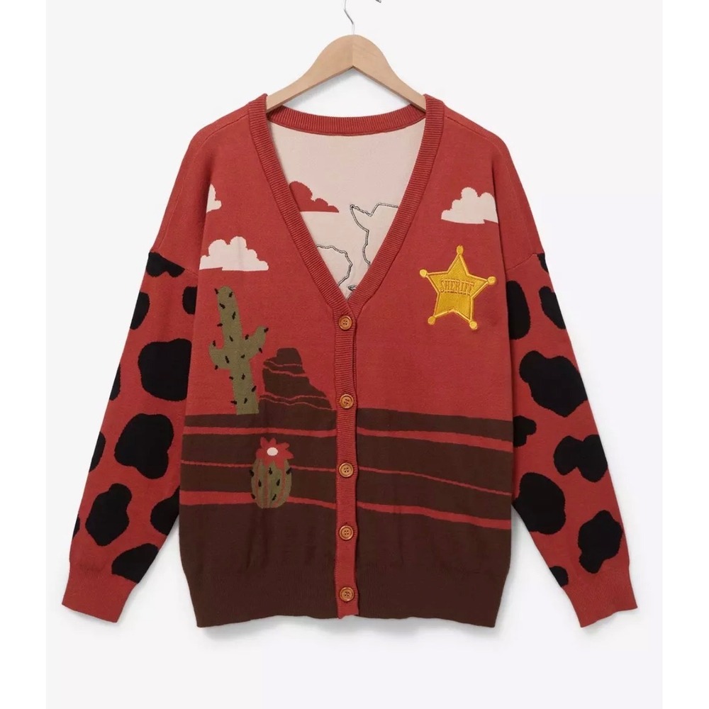 Her Universe Toy Story Western Cardigan Woody Jessie Rust Cow Print 2X NWT